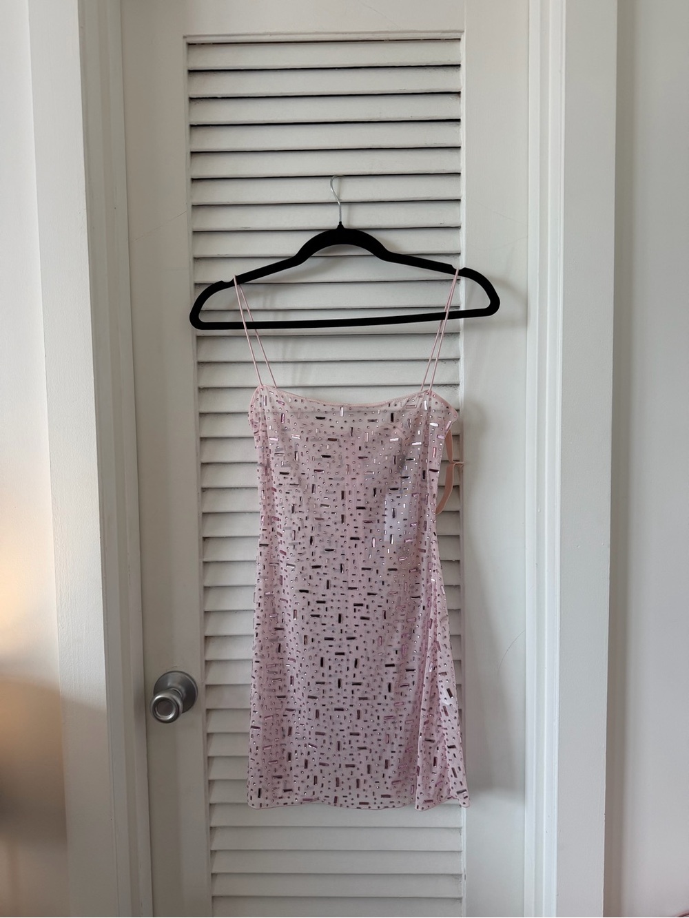 Oh Polly Light Pink Sequin Slip Mini Dress